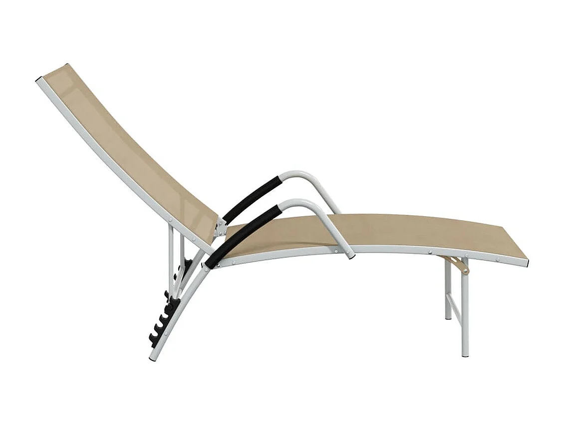 Ligbed textileen en aluminium crèmekleurig