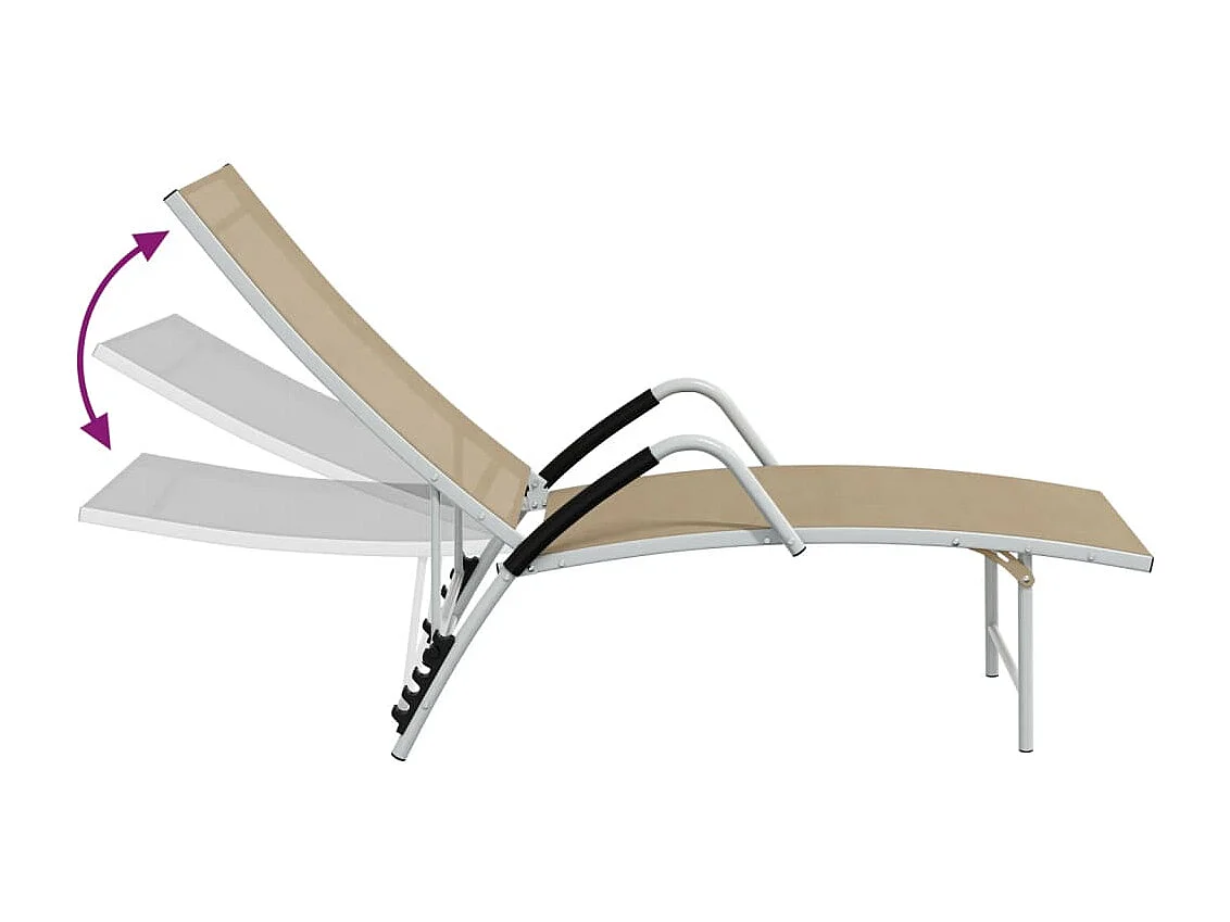 Ligbed textileen en aluminium crèmekleurig