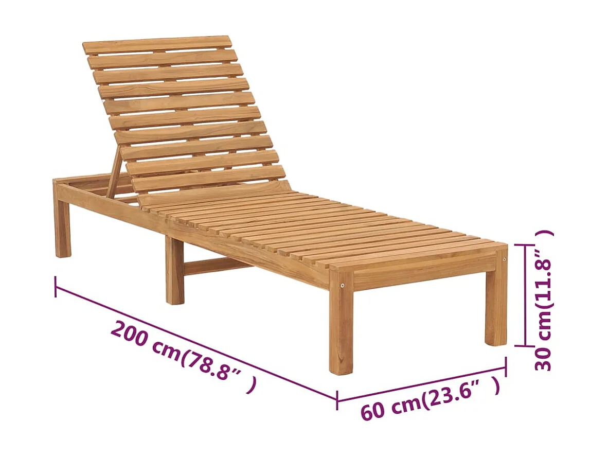 Chaises longues lot de 2 Bois de teck solide