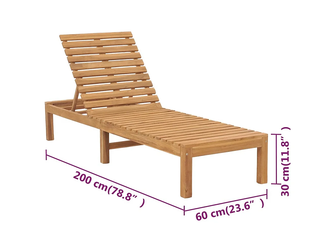 Sonnenliegen 2 Stk. Massivholz Teak