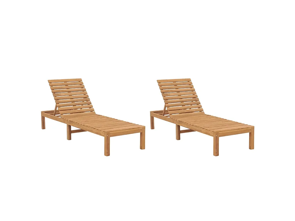 Sonnenliegen 2 Stk. Massivholz Teak