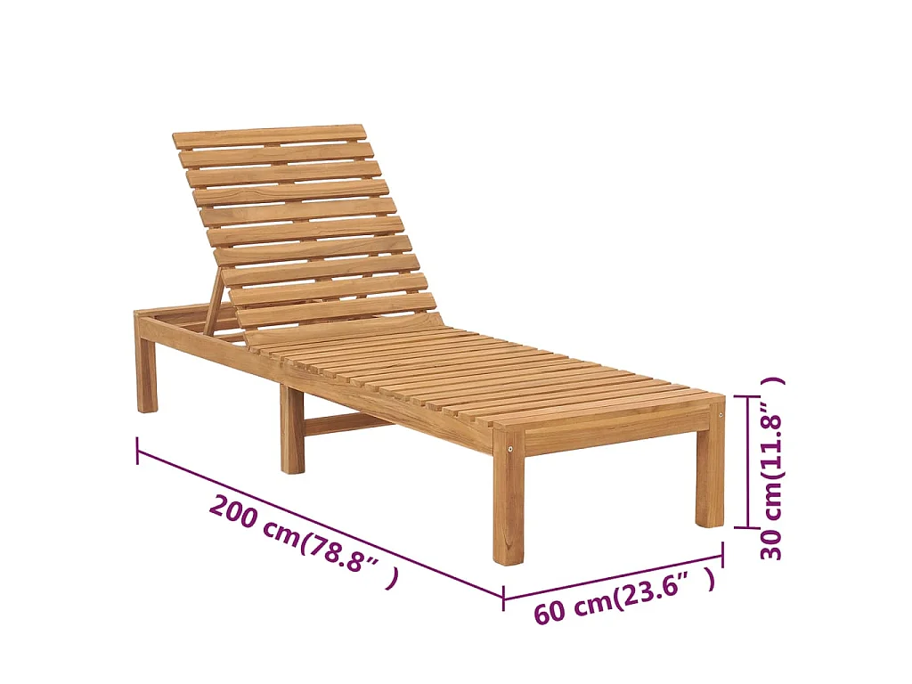 Sonnenliegen 2 Stk. Massivholz Teak