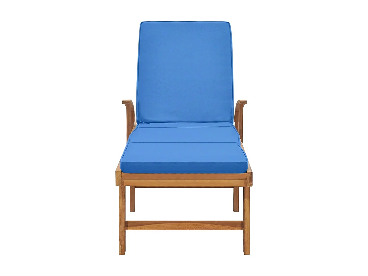 Ligbed met kussen massief teakhout blauw