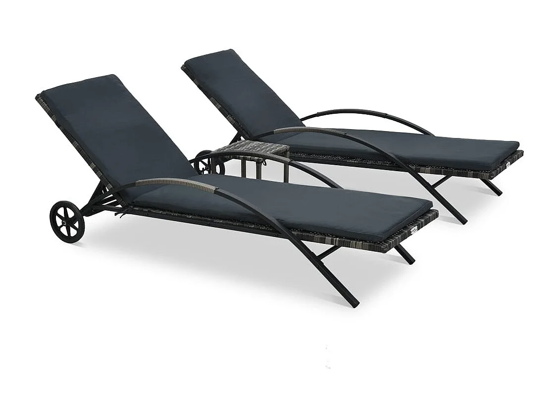 Ligbedden met tafel poly rattan antraciet