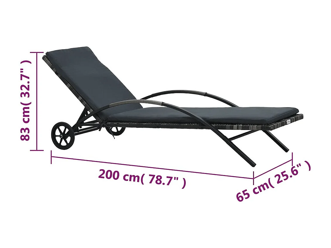 Ligbedden met tafel poly rattan antraciet