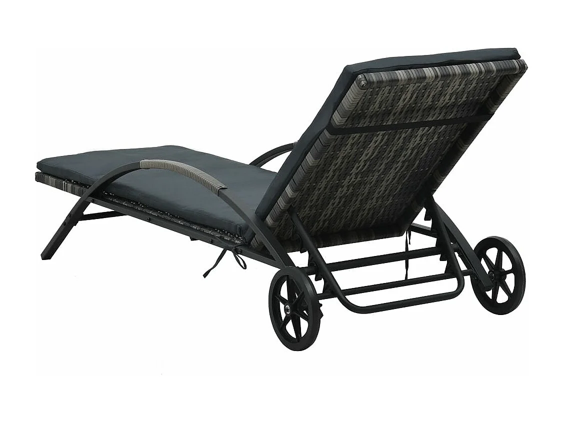 Chaises longues avec table Résine tressée Anthracite