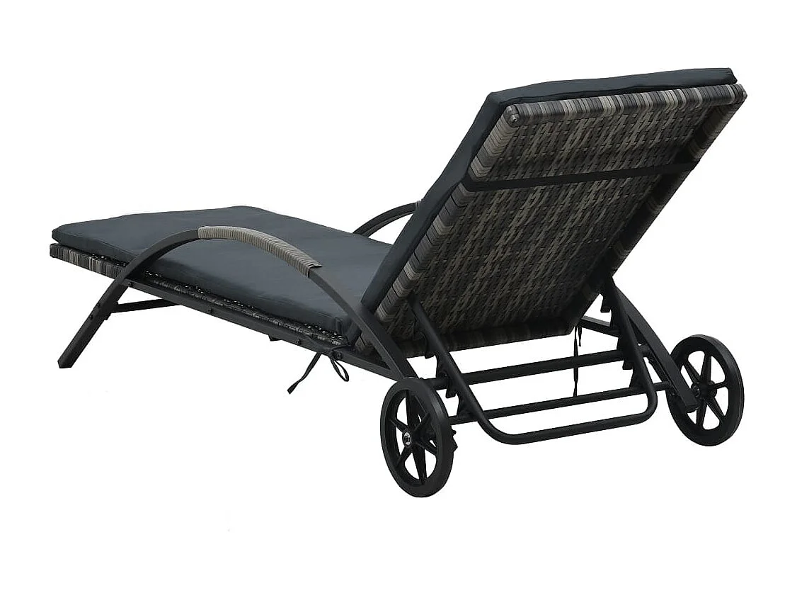 Chaises longues avec table Résine tressée Anthracite