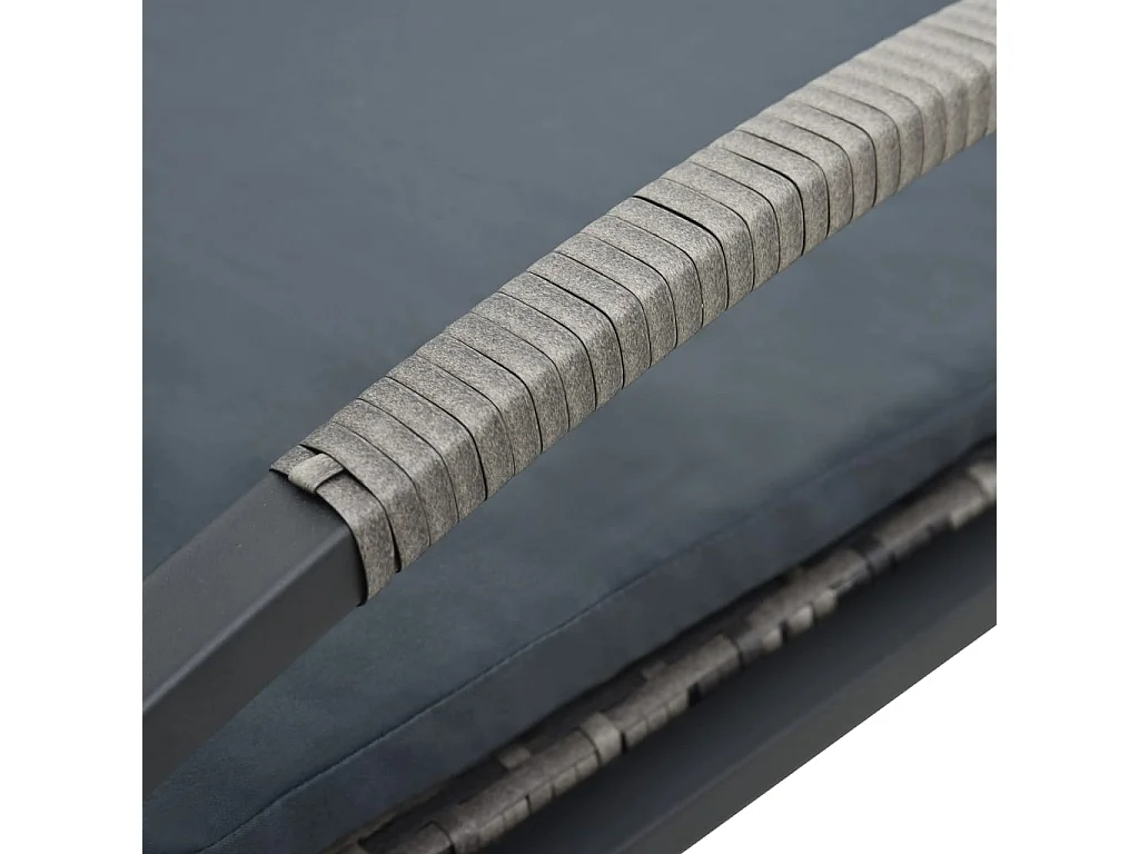 Chaises longues avec table Résine tressée Anthracite