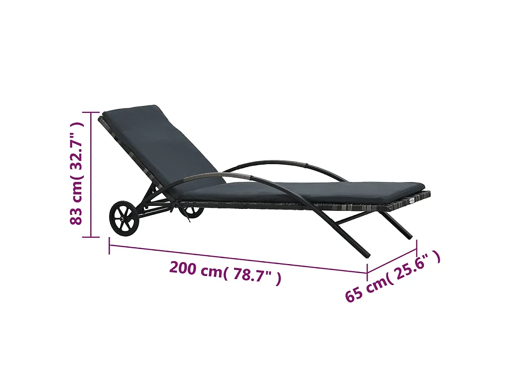 Lettini Prendisole con Tavolino in Polyrattan Antracite