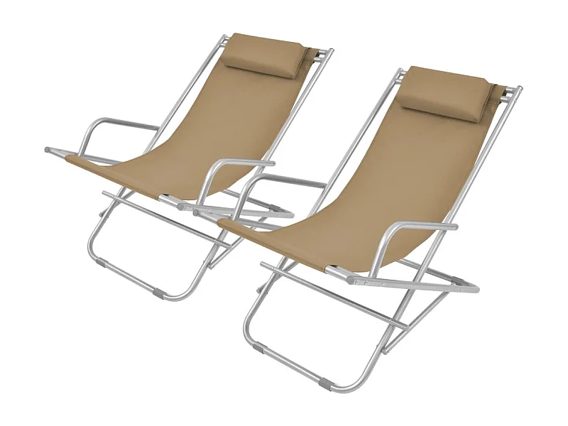 Chaises inclinables de terrasse lot de2 Acier Taupe