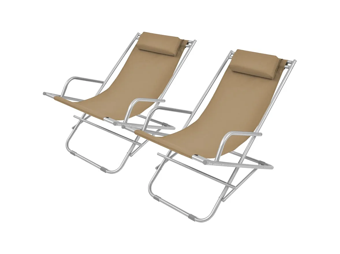 Chaises inclinables de terrasse lot de2 Acier Taupe