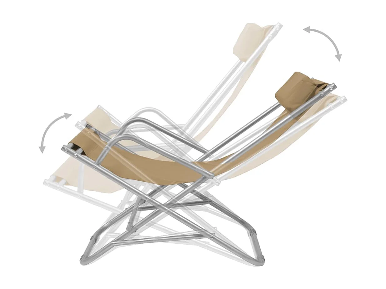 Chaises inclinables de terrasse lot de2 Acier Taupe