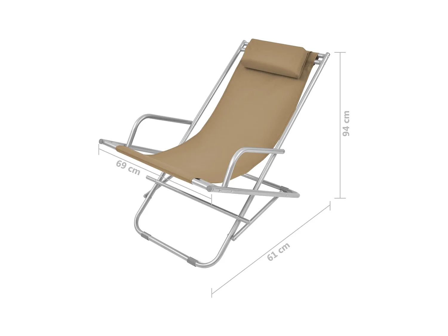 Chaises inclinables de terrasse lot de2 Acier Taupe