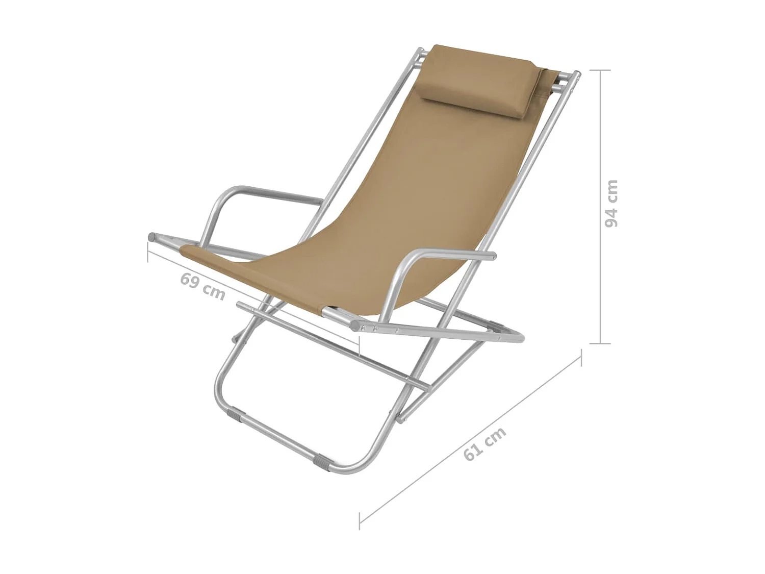 Chaises inclinables de terrasse lot de2 Acier Taupe