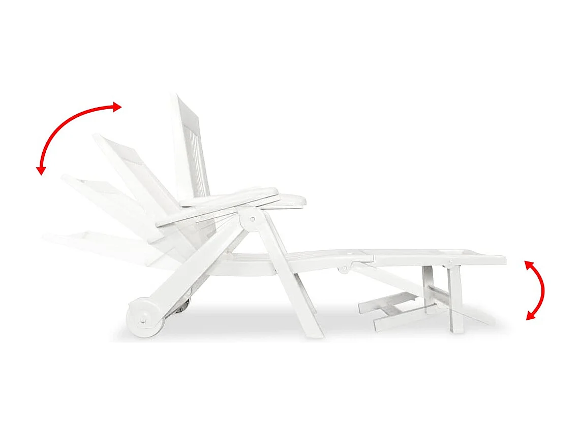 Lettino Prendisole con Poggiapiedi in Plastica Bianco