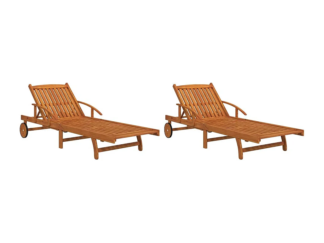 Chaises longues lot de 2 Bois d'acacia solide