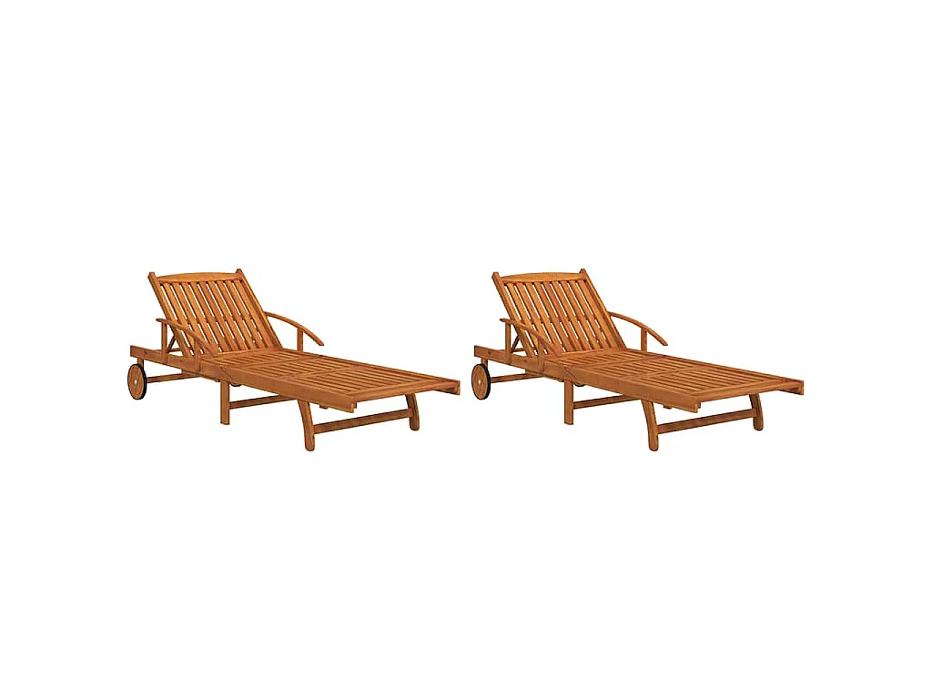 Sonnenliegen 2 Stk. Massivholz Akazie