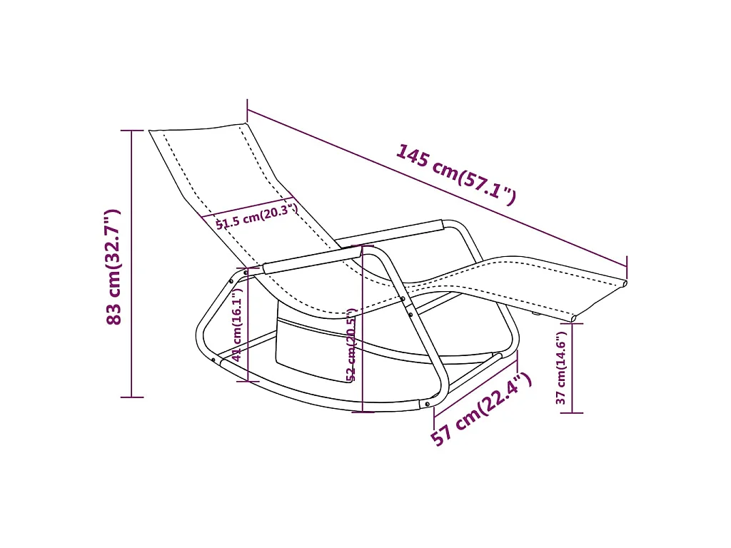 Chaise longue Acier et textilène Noir