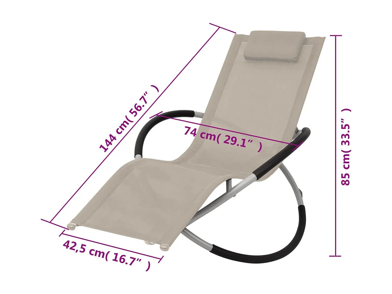 Chaise longue géométrique d'extérieur Acier Crème