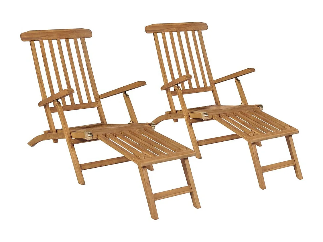 Chaises de terrasse et repose-pied lot de 2 Bois de teck solide