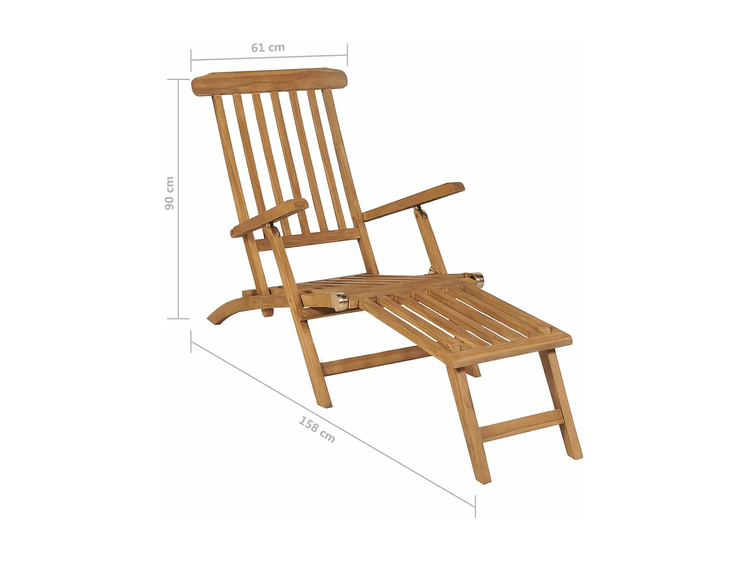 Chaises de terrasse et repose-pied lot de 2 Bois de teck solide