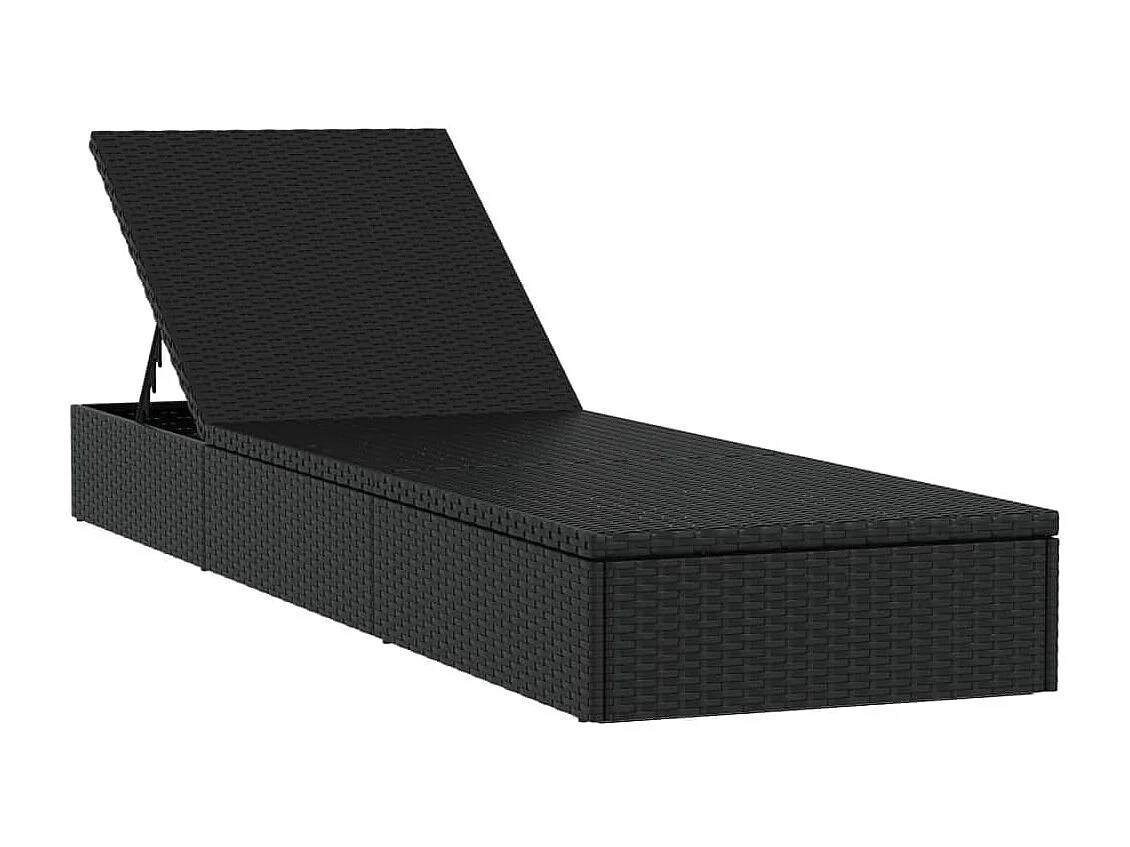 Espreguiçadeira 1 peça com mesa de vime sintético preto