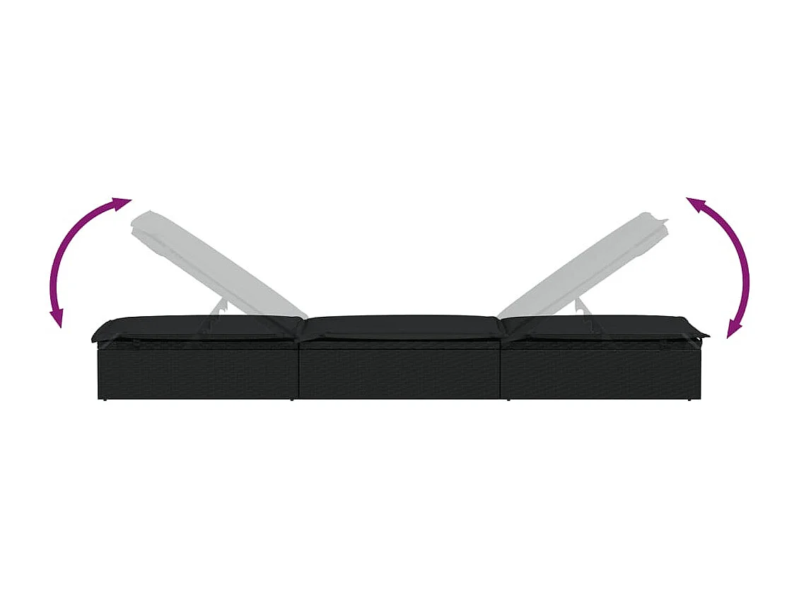 Transat 1 pc avec table noir résine tressée