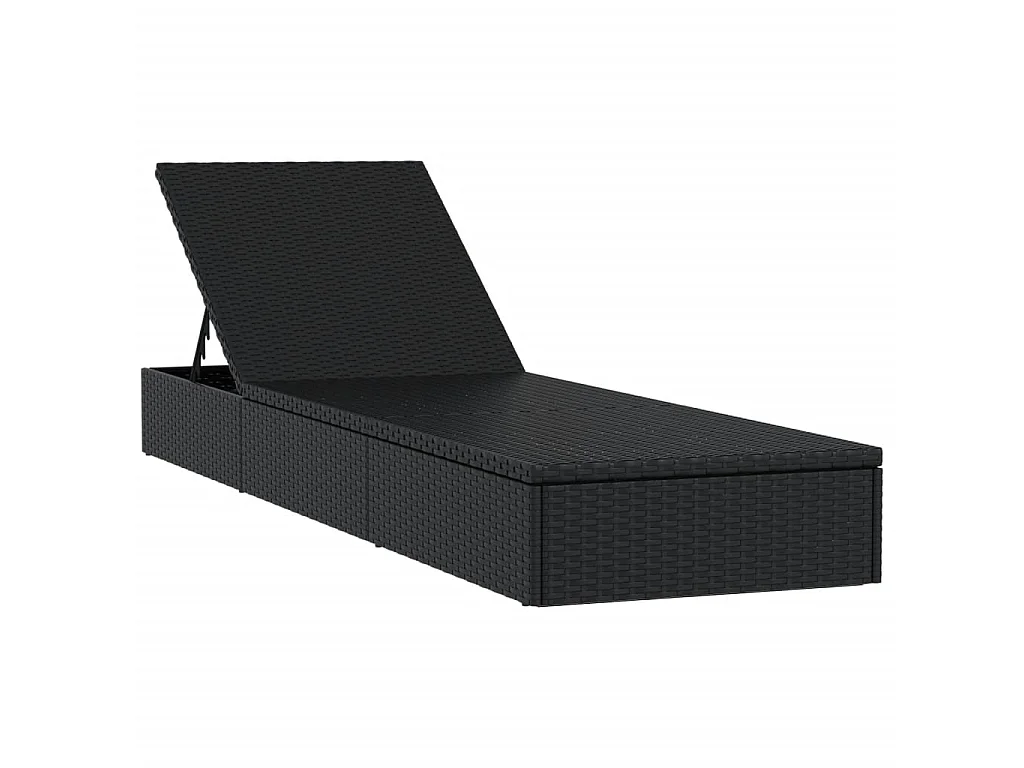 Espreguiçadeira 1 peça com mesa de vime sintético preto