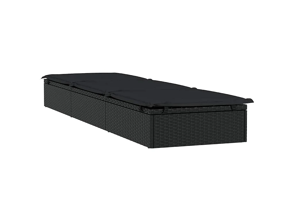 Espreguiçadeira 1 peça com mesa de vime sintético preto