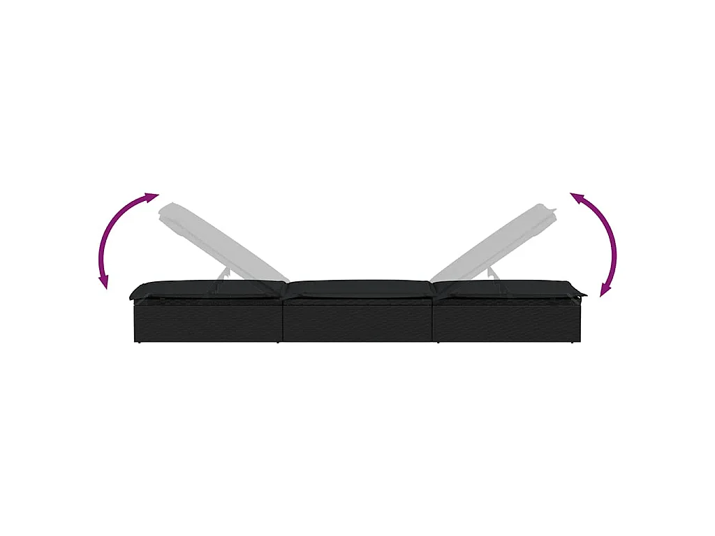 Espreguiçadeira 1 peça com mesa de vime sintético preto