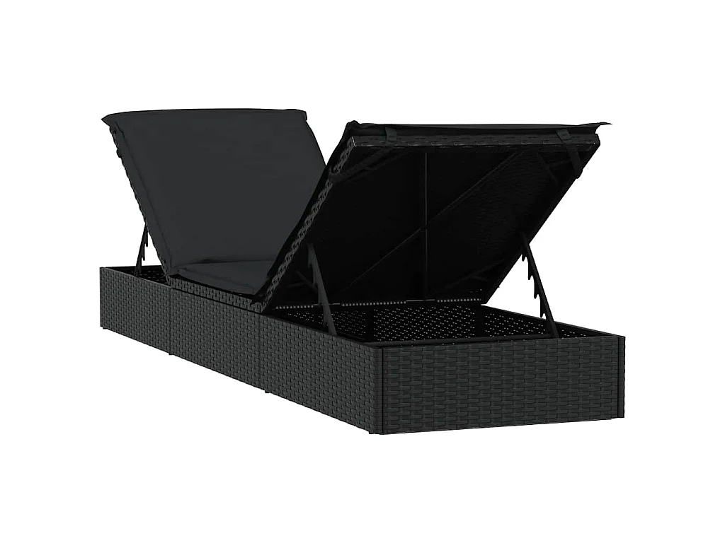 Espreguiçadeira 1 peça com mesa de vime sintético preto