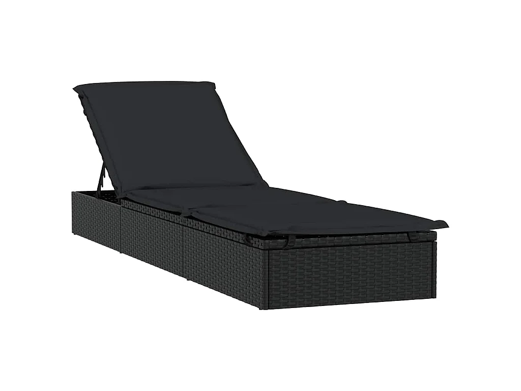 Espreguiçadeira 1 peça com mesa de vime sintético preto