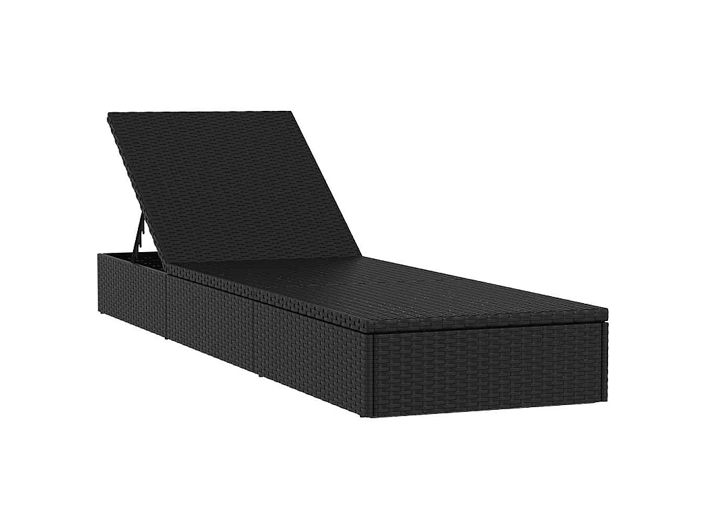 Espreguiçadeira 1 peça com mesa de vime sintético preto
