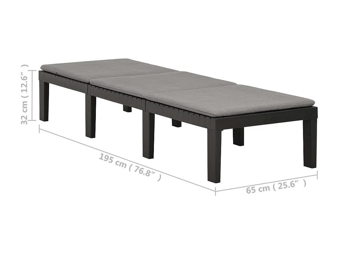 Chaise longue avec coussin Plastique Anthracite