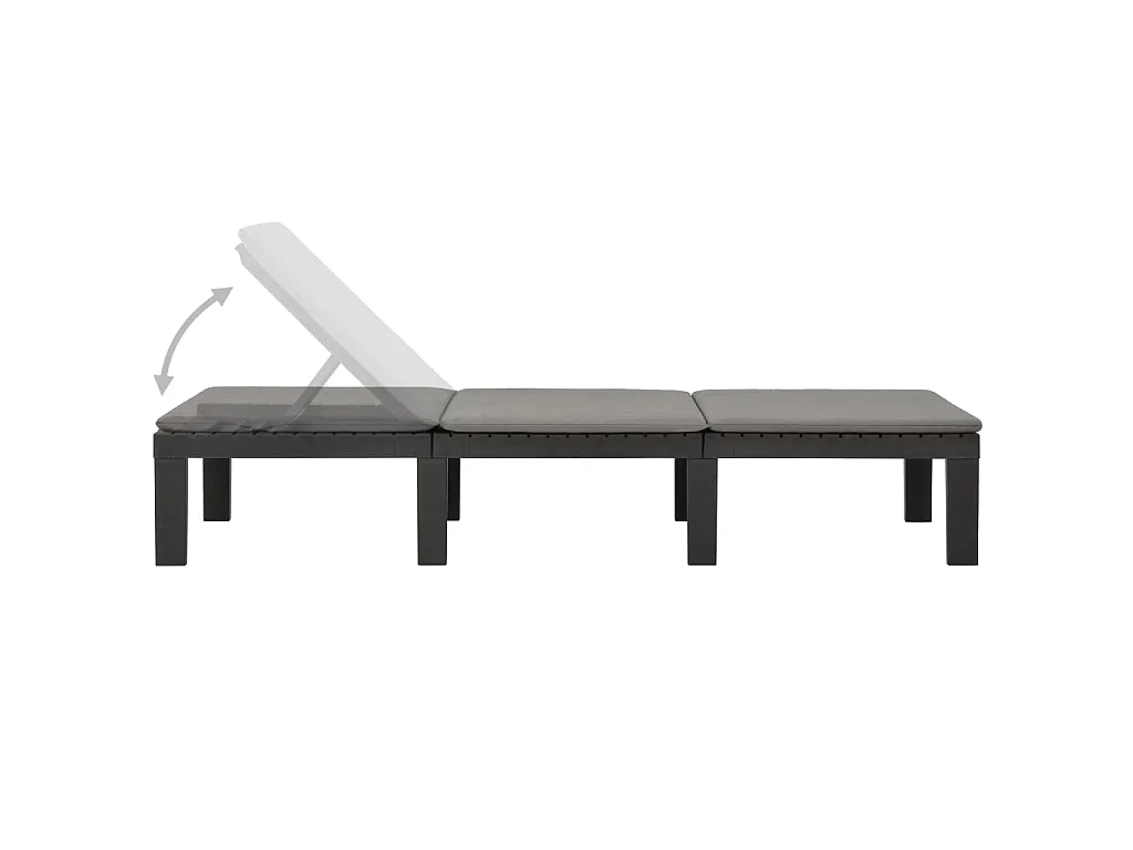 Ligbed met kussen kunststof antracietkleurig
