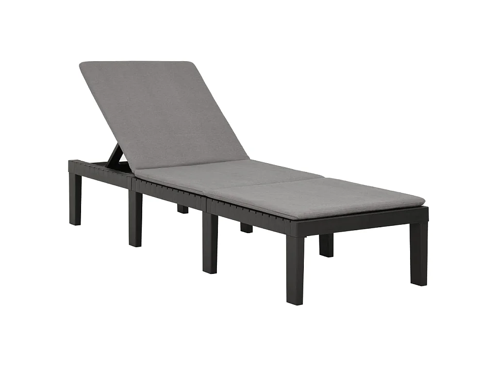 Ligbed met kussen kunststof antracietkleurig