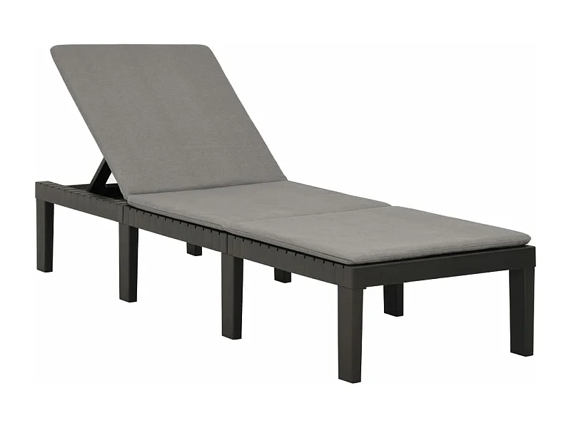 Chaise longue avec coussin Plastique Anthracite
