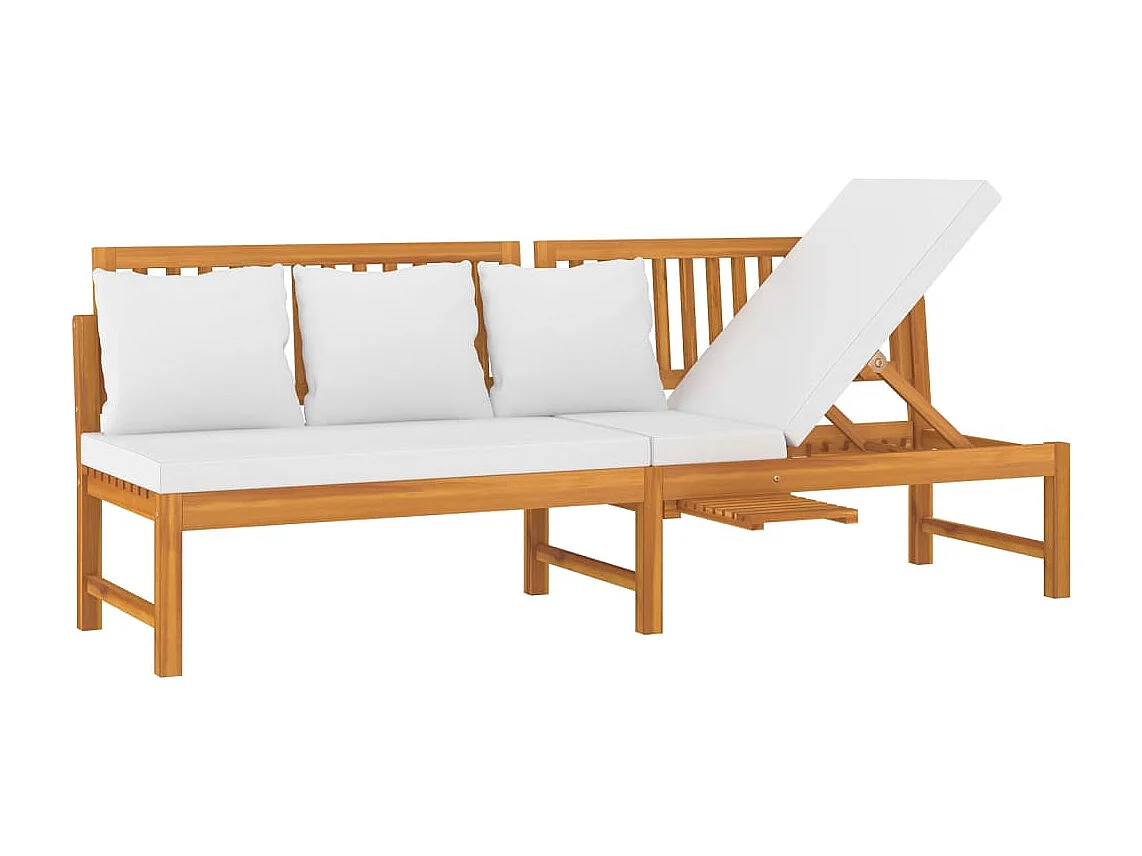 Lit de jour avec coussin crème 200x60x75cm Bois d'acacia solide