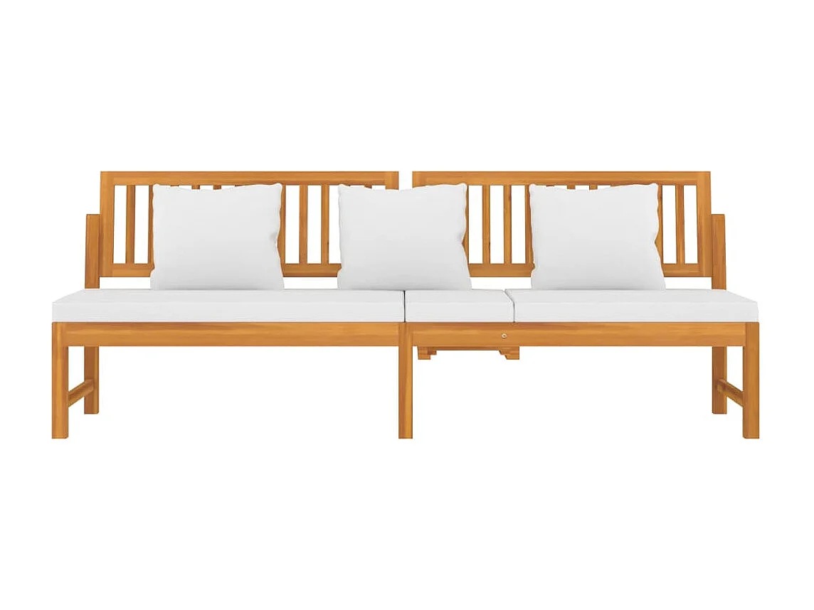 Lit de jour avec coussin crème 200x60x75cm Bois d'acacia solide