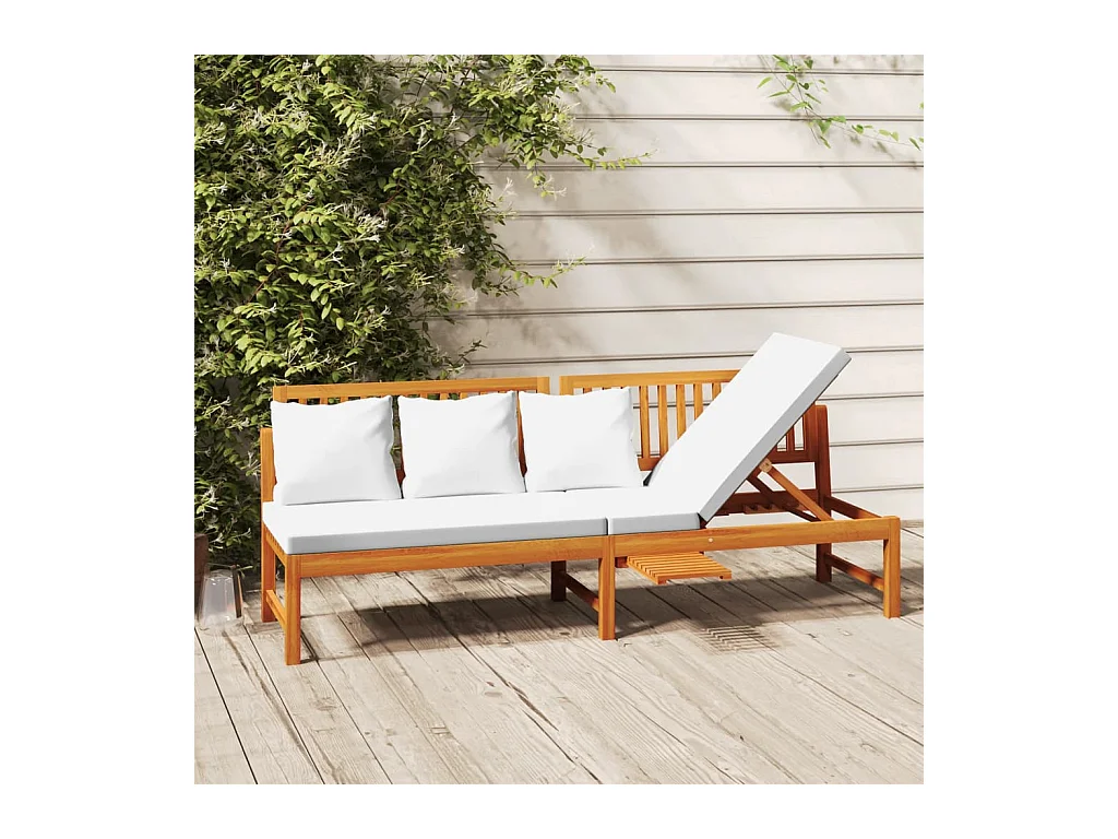 Lit de jour avec coussin crème 200x60x75cm Bois d'acacia solide