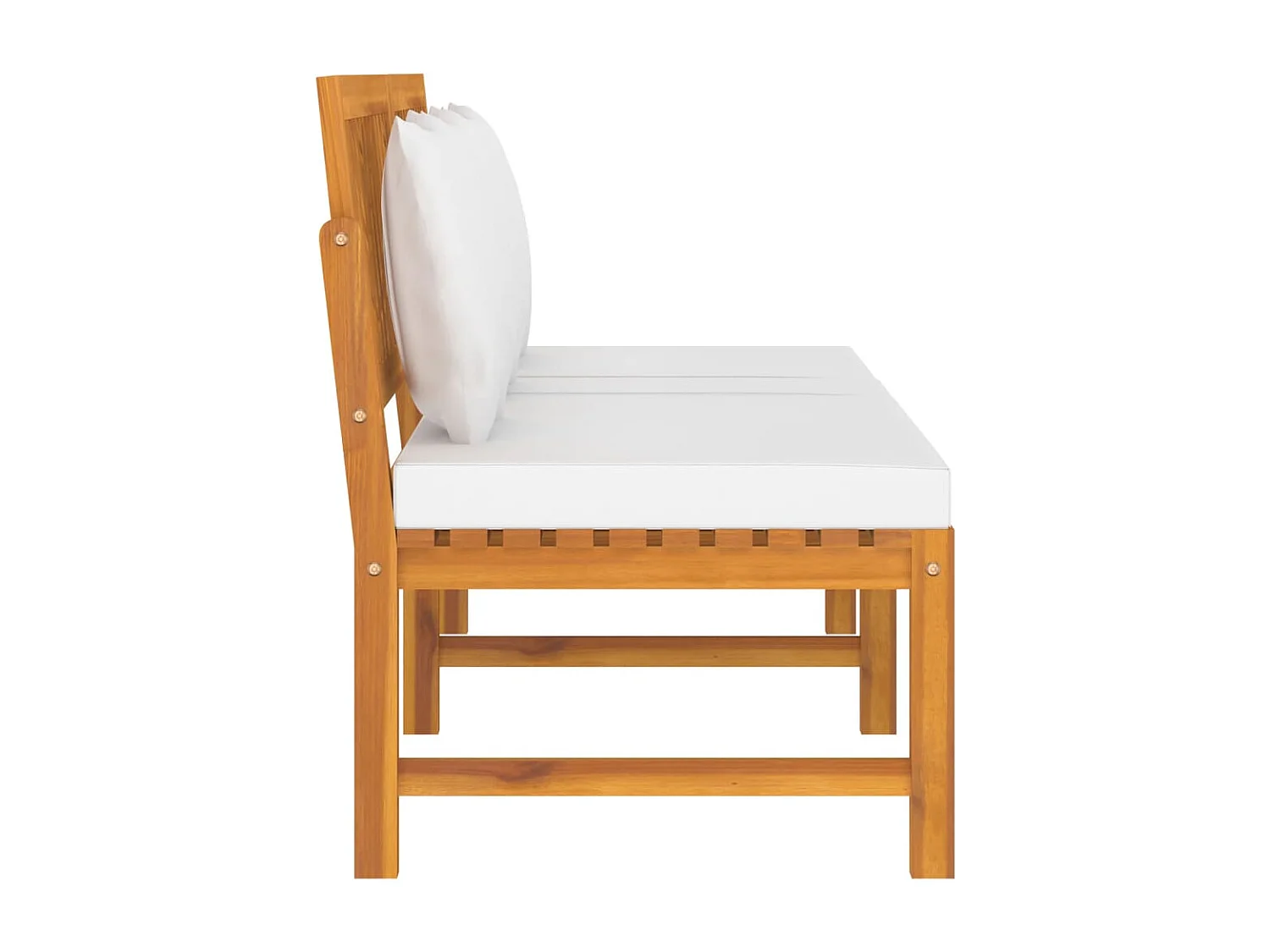 Dormeuse con Cuscino Crema 200x60x75cm Legno Massello di Acacia