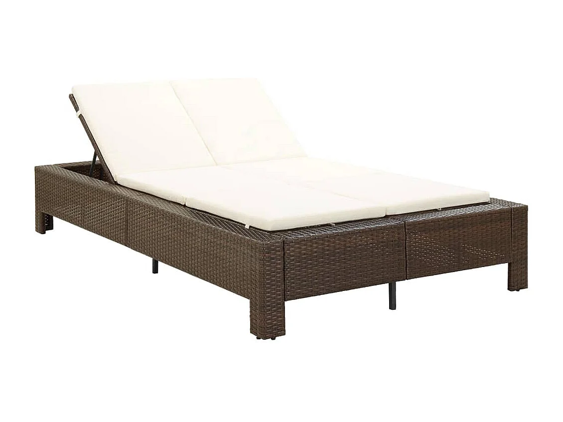 Transat à 2 places avec coussin Marron Résine tressée