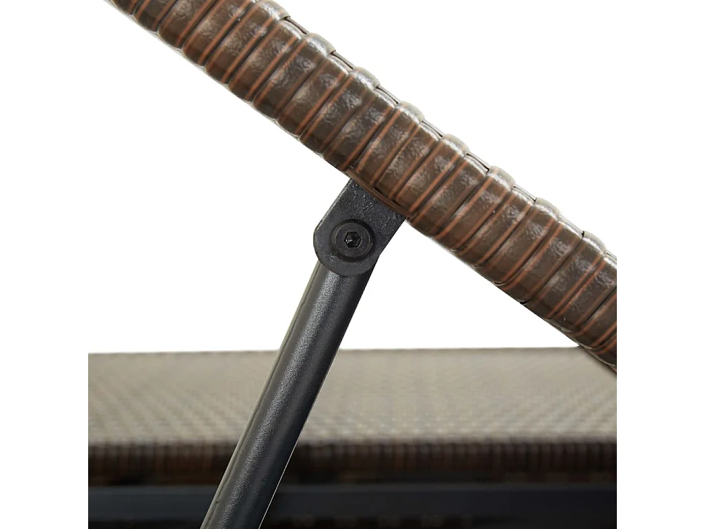 2-Personen-Sonnenliege mit Auflage Braun Poly Rattan