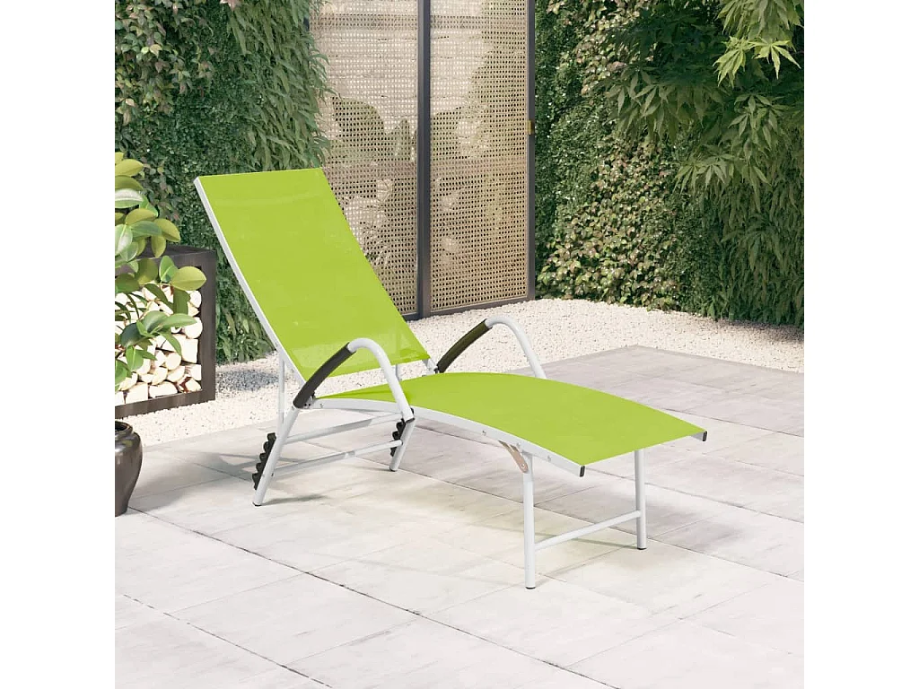 Chaise longue Textilène et aluminium Vert