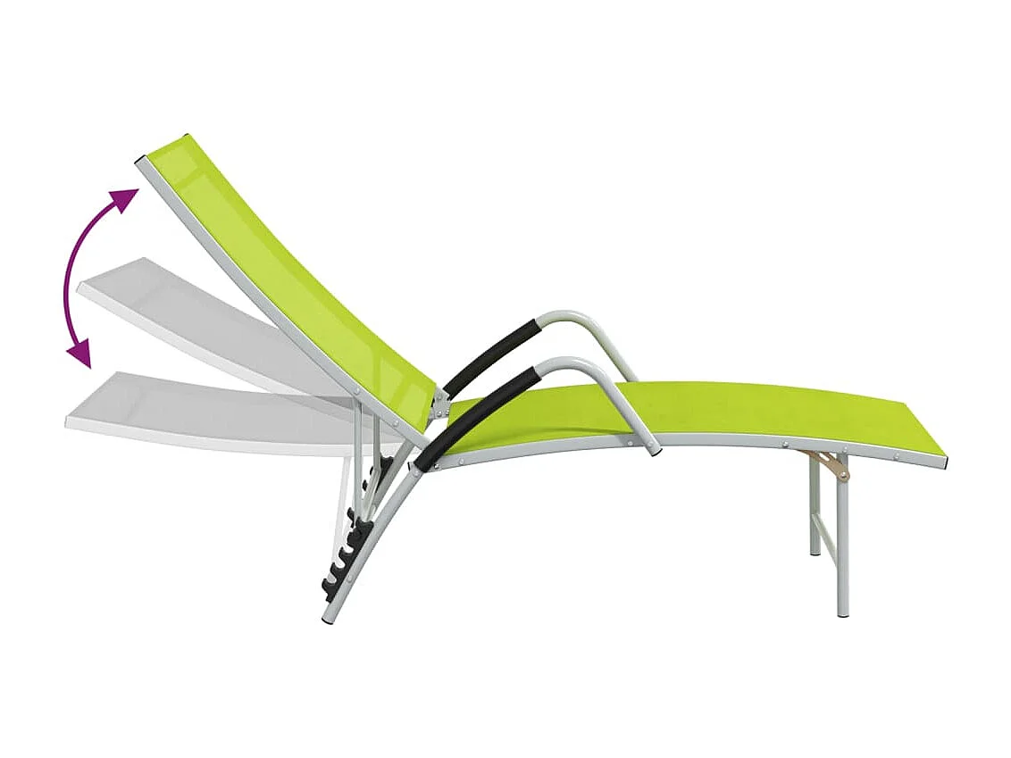 Chaise longue Textilène et aluminium Vert