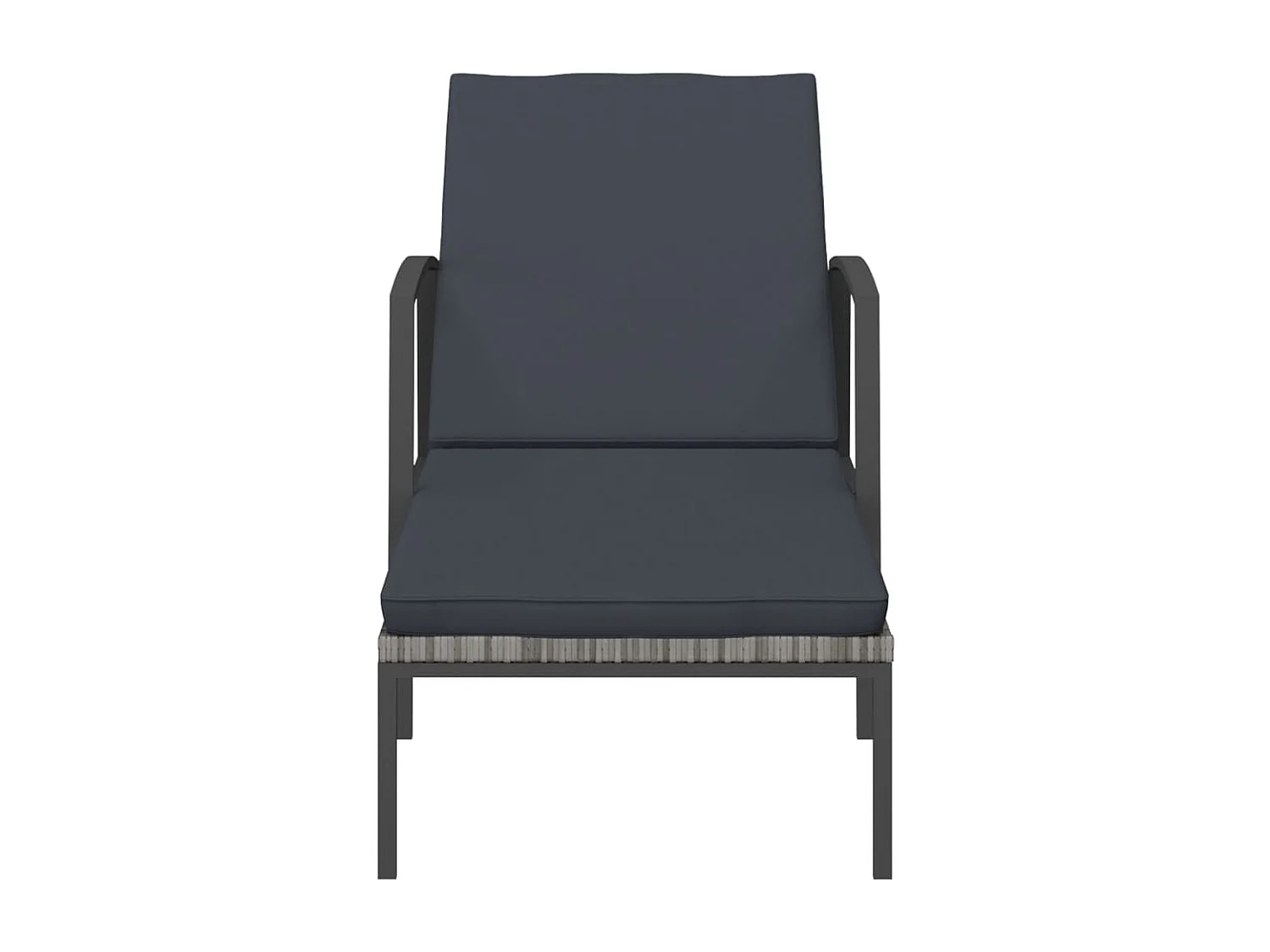 Ligbedden 2 st met tafel poly rattan grijs