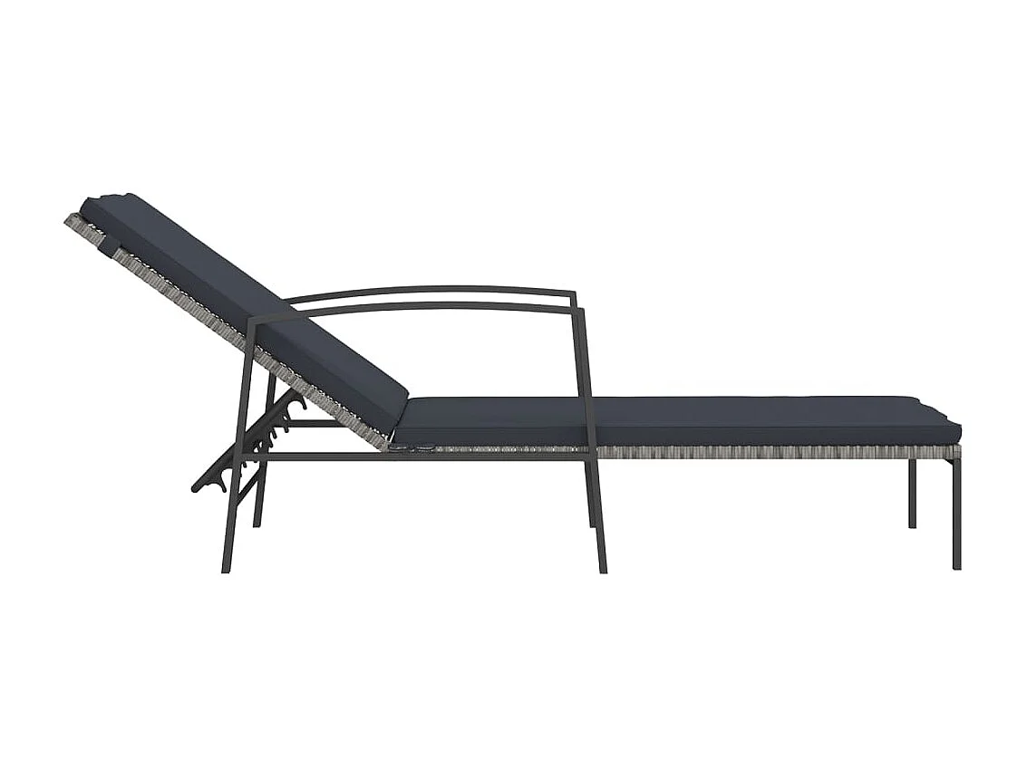 Ligbedden 2 st met tafel poly rattan grijs