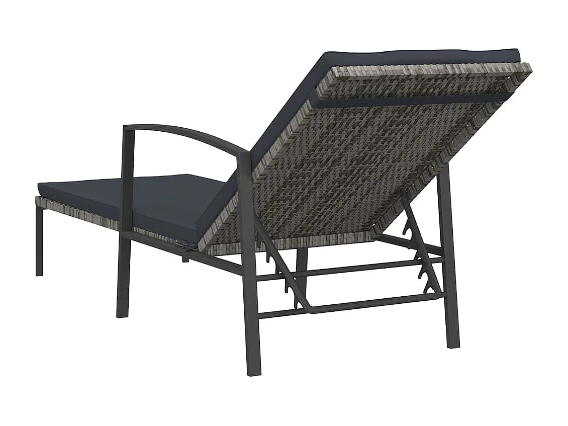 Ligbedden 2 st met tafel poly rattan grijs
