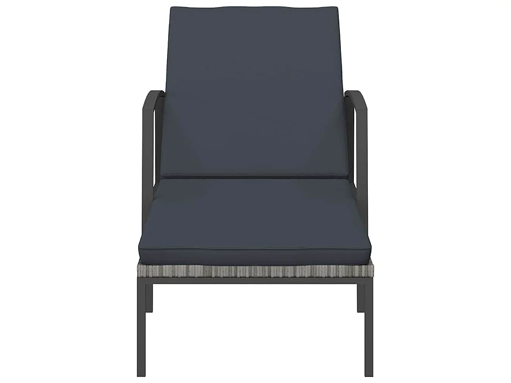 Chaises longues lot de avec table Résine tressée Gris