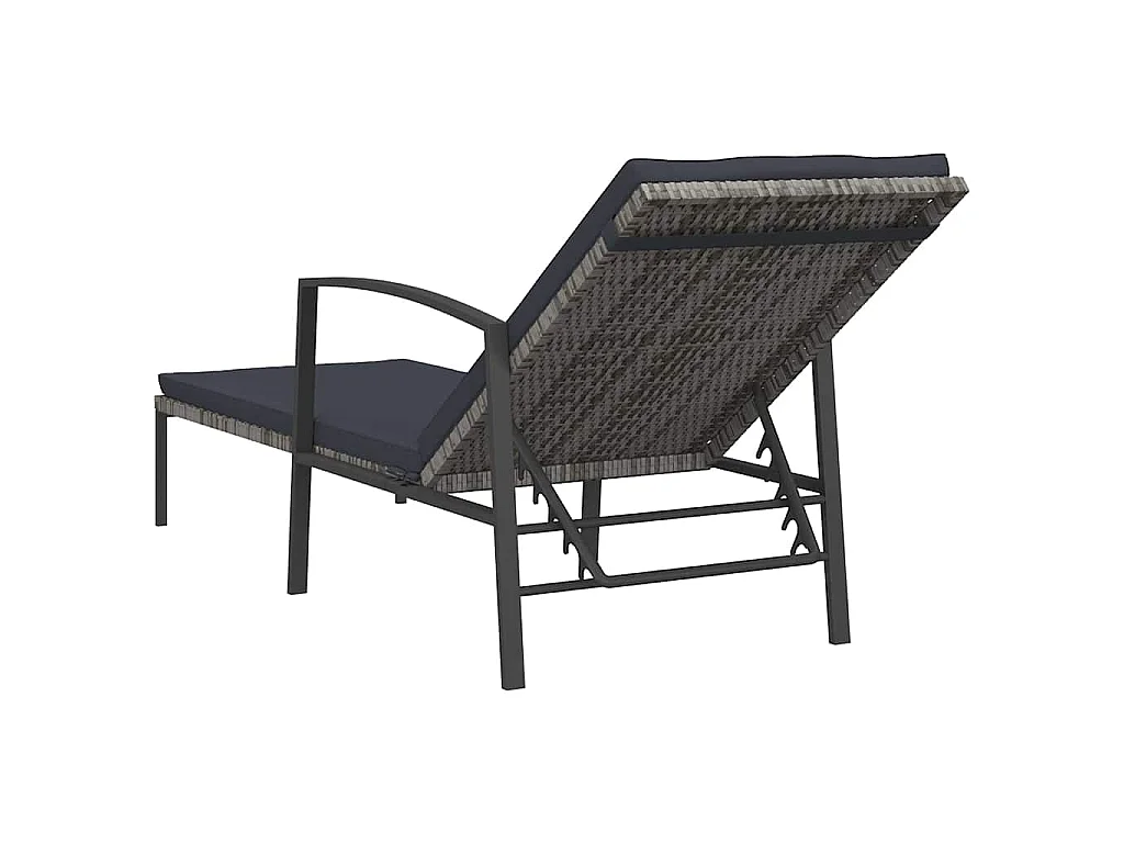 Chaises longues lot de avec table Résine tressée Gris